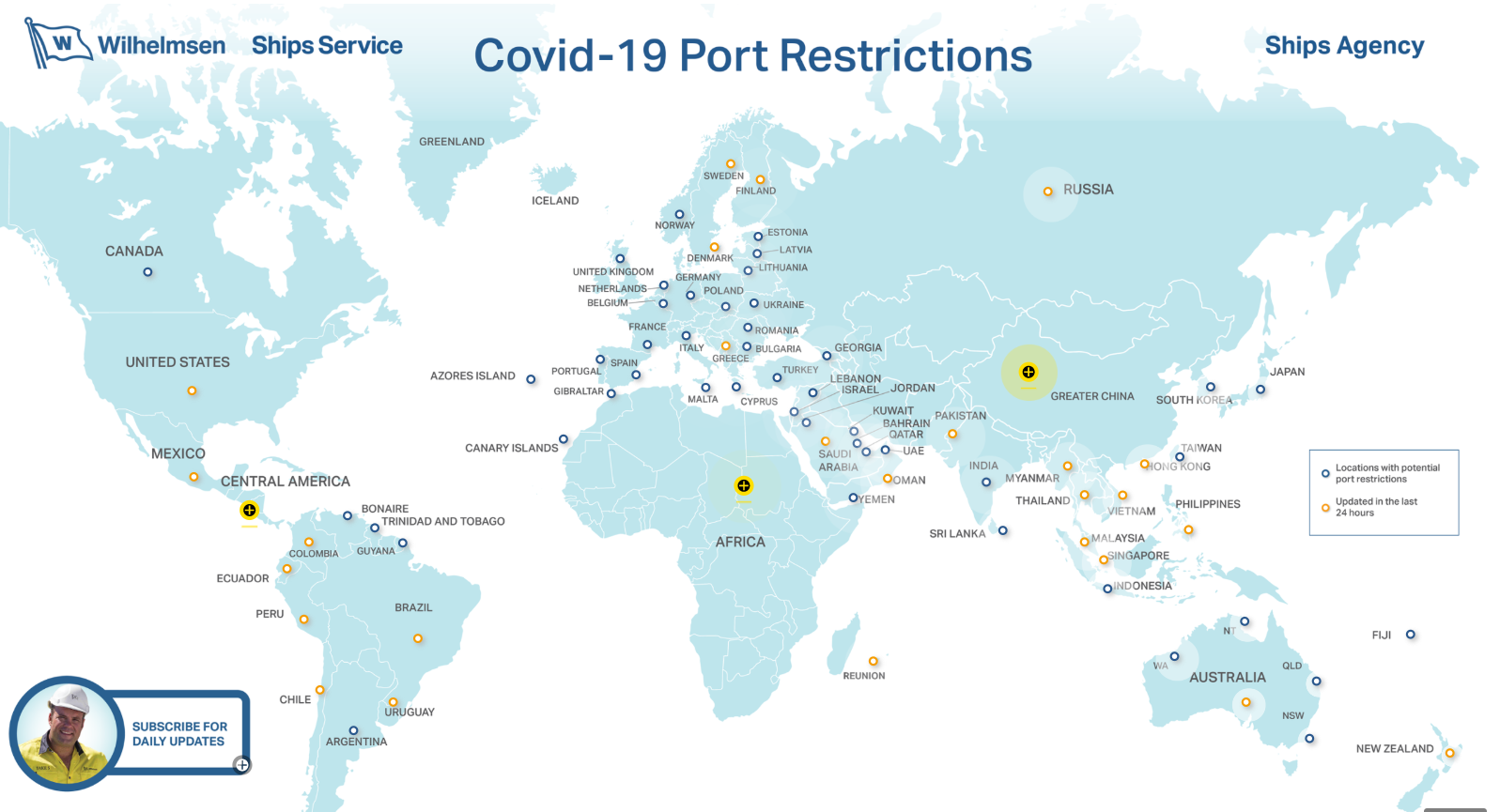 COVID-19 İnteraktif Küresel Liman Kısıtlamaları Haritası 